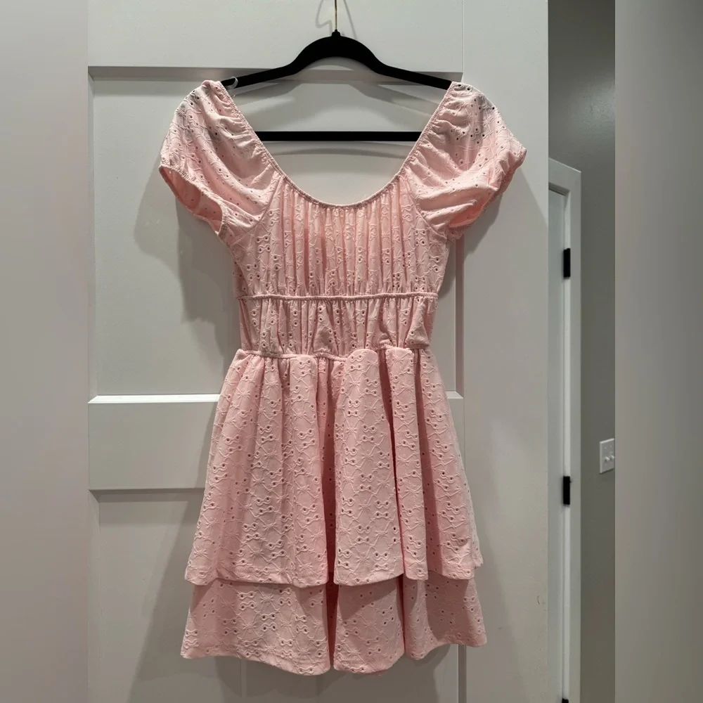Aeropostale | NWT‎ Pink Eyelet Romper Dress  / Mini Dress- Size Small - Picture 10 of 12